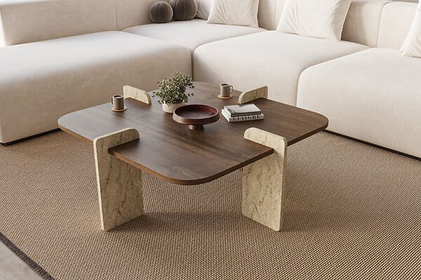 HABITAT ET JARDIN - Table basse en bois "Poalla" - 90 x 90 x 35 cm - Marron - large