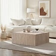 HABITAT ET JARDIN - Table Basse en MDF "Prizma" - 90 x 90 x 35 cm - Travertin - vignette