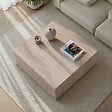 HABITAT ET JARDIN - Table Basse en MDF "Prizma" - 90 x 90 x 35 cm - Travertin - vignette