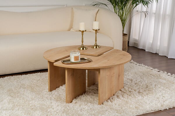 HABITAT ET JARDIN - Table basse en bois "Moira" 90 x 90 x 41 cm - Chêne - large