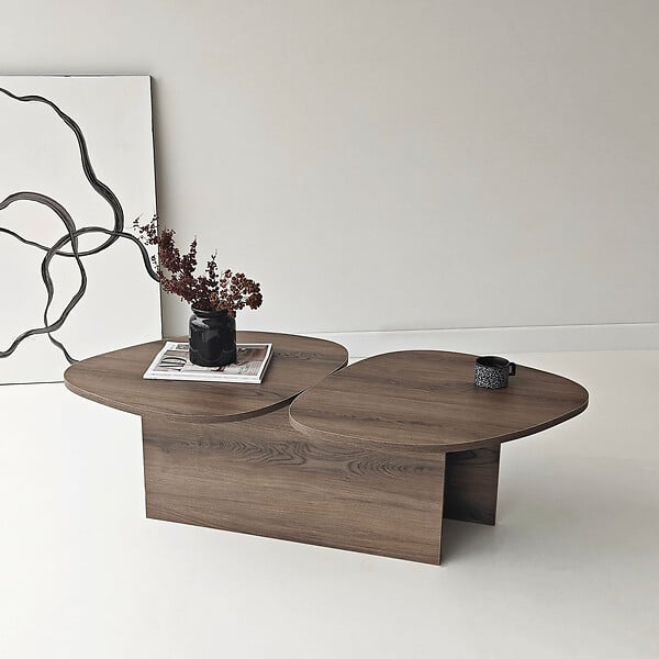 HABITAT ET JARDIN - Table basse en bois "Stones" 125 x 60 x 38 cm - Noyer - large