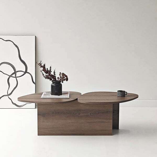 HABITAT ET JARDIN - Table basse en bois "Stones" 125 x 60 x 38 cm - Noyer - large