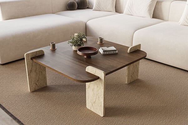 HABITAT ET JARDIN - Table basse en bois "Afrolli" - 90 x 90 x 35 cm - Marron - large