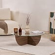 HABITAT ET JARDIN - Table basse en verre "Liya" 90 x 90 x 30 cm - Noyer - vignette