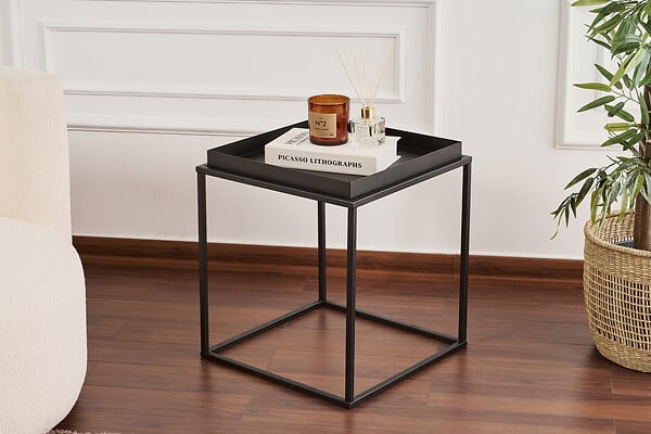 HABITAT ET JARDIN - Table basse en métal "Koala" 45 x 45 x 52 cm - Noir - large