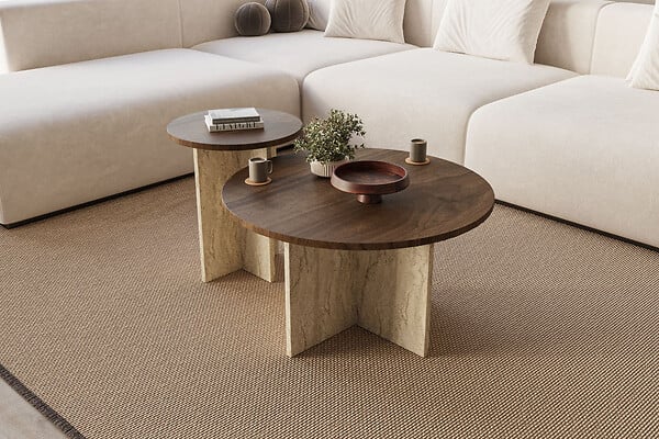 HABITAT ET JARDIN - Ensemble de table basse en bois "Private" 70 x 70 x 40 cm - Noyer - large