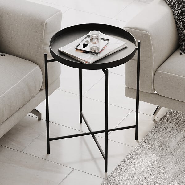 HABITAT ET JARDIN - Table basse en métal "Sheby" 46 x 46 x 56 cm - Noir - large