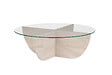 HABITAT ET JARDIN - Table basse en verre "Liya" 90 x 90 x 30 cm - Travertin - vignette