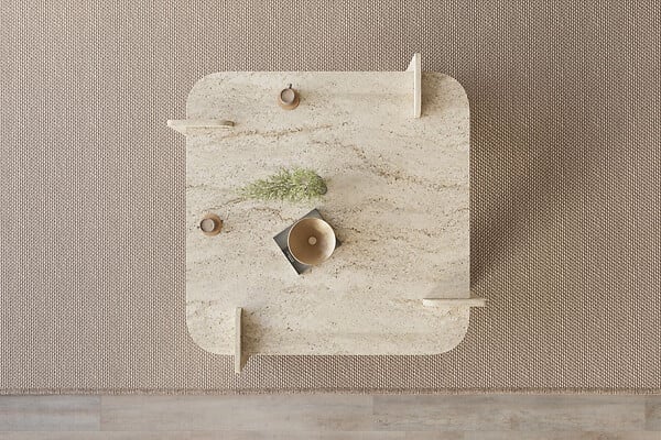 HABITAT ET JARDIN - Table basse en bois "Woog" 90 x 90 x 35 cm - Travertin - large