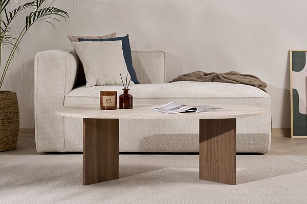 HABITAT ET JARDIN - Table basse en bois "Sable" 119 x 60 x 40 cm - Travertin - large