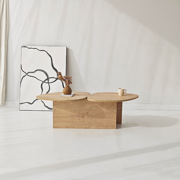 HABITAT ET JARDIN - Table basse en bois "Stones" 125 x 60 x 38 cm - Chêne saphir - large