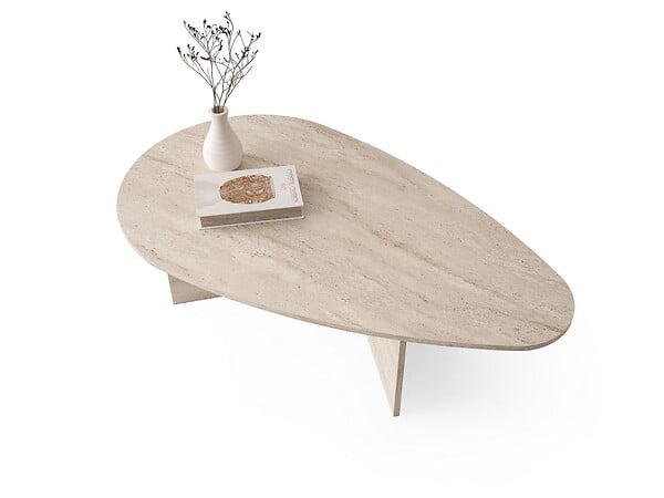 HABITAT ET JARDIN - Table basse en bois "Flap" 139,5 x 79,5 x 42 cm - Travertin - large