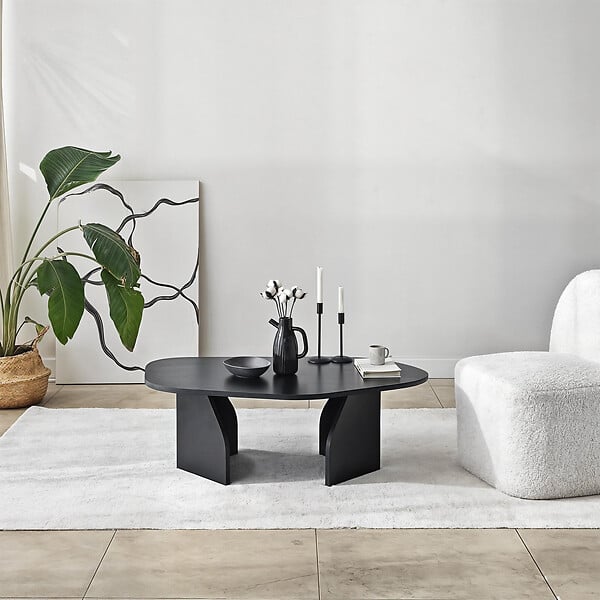 HABITAT ET JARDIN - Table basse en bois "Rock" 100 x 60 x 35 cm - Noir - large
