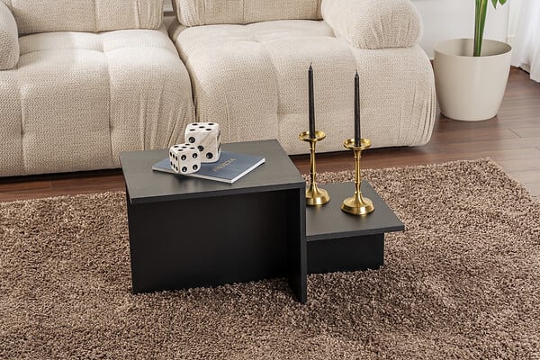 HABITAT ET JARDIN - Table basse en bois "Harmony" 80 x 40 x 40 cm - Bois Noir - large