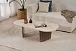 HABITAT ET JARDIN - Table Basse en bois "Ovalis" - 130 x 65 x 40 cm - Travertin / Noyer - vignette