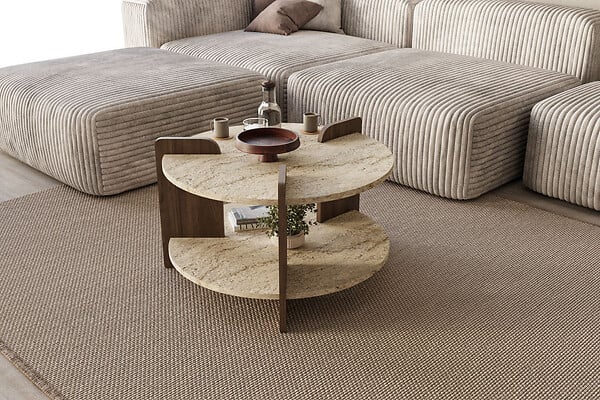 HABITAT ET JARDIN - Table basse en bois "Oalla" 70 x 70 x 45 cm - Travertin - large
