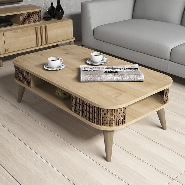 HABITAT ET JARDIN - Table basse en bois "Eylul" - 105 x 60 x 34 cm - Marron - large
