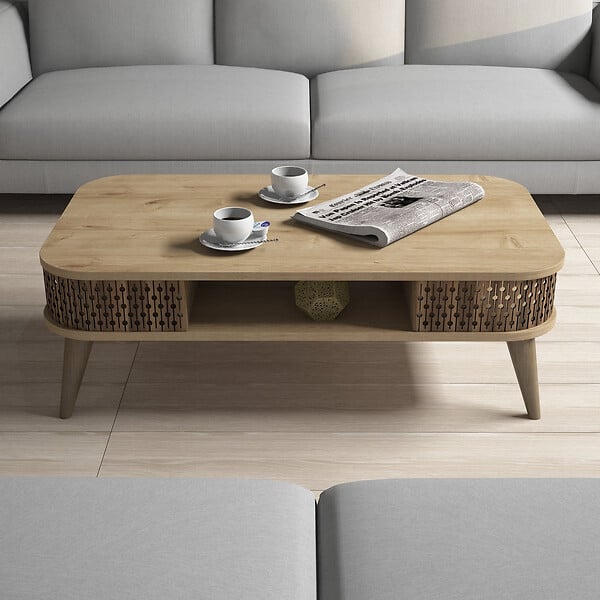 HABITAT ET JARDIN - Table basse en bois "Eylul" - 105 x 60 x 34 cm - Marron - large