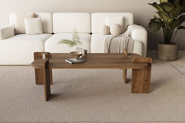 HABITAT ET JARDIN - Table basse en bois "Lovge" 120 x 60 x 35 cm - Noyer - large