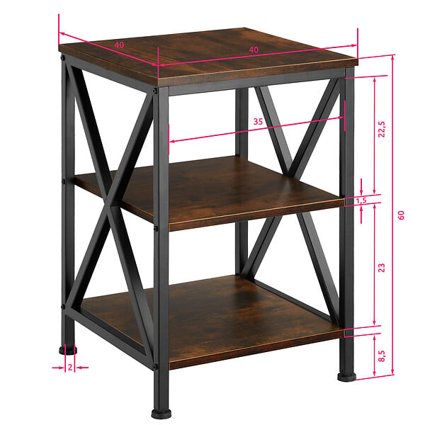 TECTAKE - Table d’appoint NOTTINGHAM 40,5x40,5x60,5cm - large