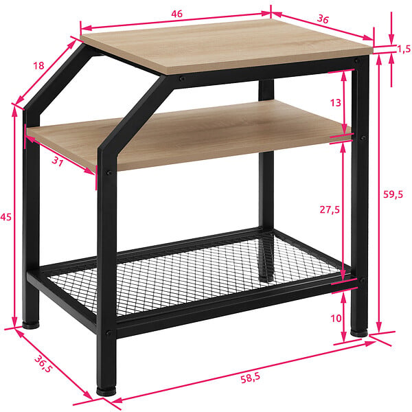 TECTAKE - Table d’appoint PLYMOUTH 36,5x58,5x59,5cm - large
