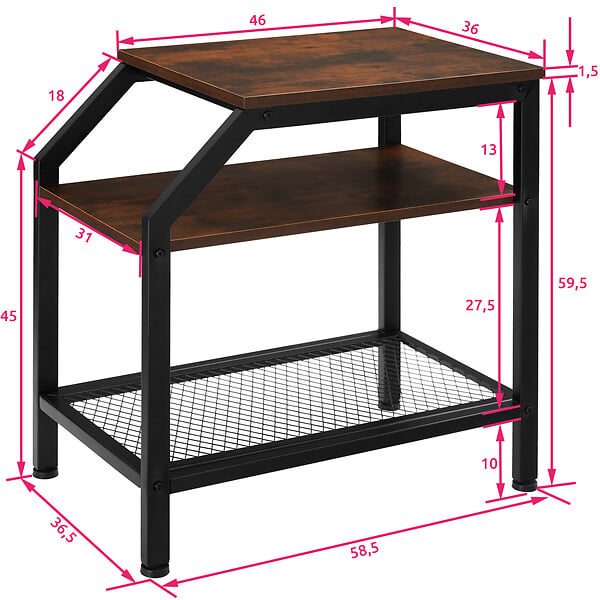 TECTAKE - Table d’appoint PLYMOUTH 36,5x58,5x59,5cm - large