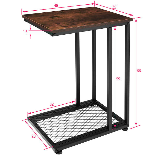 TECTAKE - Table d’appoint ETON 48x35x66cm - large