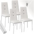 TECTAKE - Ensemble 4 chaises de salle à manger aspect cuir avec paillettes blanc - vignette