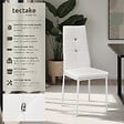 TECTAKE - Ensemble 4 chaises de salle à manger aspect cuir avec paillettes blanc - vignette
