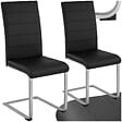 TECTAKE - Ensemble de 2 chaises de salle à manger revêtement aspect cuir noir - vignette