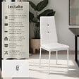 TECTAKE - Ensemble de 6 chaises de salle à manger aspect cuir à paillettes blanc - vignette
