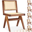 TECTAKE - Lot 6 chaises en bois avec cannage viennois design boho chêne foncé - vignette