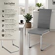 TECTAKE - Lot de 8 chaises Rembourrées avec en cuir synthétique ergonomique gris - vignette