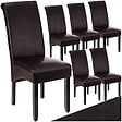 TECTAKE - Ensemble de 6 chaises de salle à manger Rembourrées aspect cuir marron - vignette