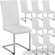 TECTAKE - Lot de 8 chaises Rembourrées en cuir synthétique ergonomique blanc - vignette