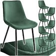 TECTAKE - Lot de 8 chaises Rembourrées aspect velours Ergonomique vert foncé - vignette