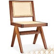 TECTAKE - Chaise en bois avec cannage viennois design boho chêne foncé - vignette