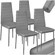 TECTAKE - Ensemble 4 chaises de salle à manger avec revêtement aspect cuir gris - vignette