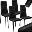 TECTAKE - Ensemble 4 chaises de salle à manger aspect cuir ergonomique noir - vignette