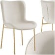 TECTAKE - Chaise rembourrée aspect velours forme ergonomique dossier haut beige - vignette