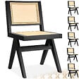 TECTAKE - Lot de 6 chaises en bois avec cannage viennois design boho noir - vignette