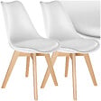 TECTAKE - Lot 2 chaises salle à manger style scandinave forme ergonomique blanc - vignette