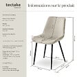 TECTAKE - Lot 2 chaises assise ergonomique rembourrée aspect velours crème - vignette
