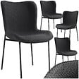 TECTAKE - 4 chaises rembourrées revêtement en tissu et forme ergonomique noir - vignette
