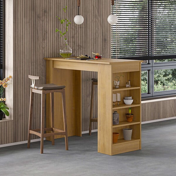 HABITAT ET JARDIN - Table de bar en bois "Swallow" 117 x 54 x 101,8 cm - Chêne saphir - large
