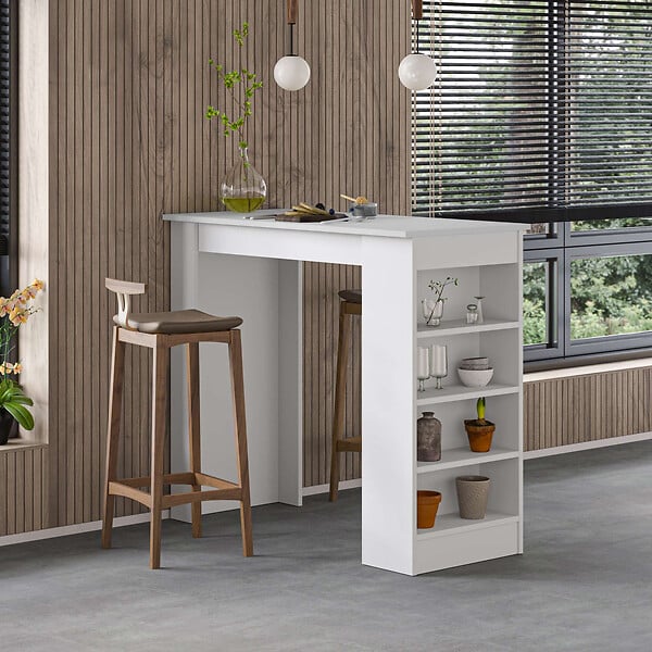 HABITAT ET JARDIN - Table de bar en bois "Swallow" 117 x 54 x 101,8 cm - Blanc - large