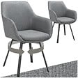 TECTAKE - Lot 2 Fauteuils pivotants rembourrés avec accoudoirs et dossier gris - vignette