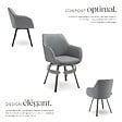 TECTAKE - Lot 2 Fauteuils pivotants rembourrés avec accoudoirs et dossier gris - vignette