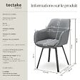 TECTAKE - Lot 2 Fauteuils pivotants rembourrés avec accoudoirs et dossier gris - vignette