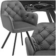 TECTAKE - Fauteuil pivotant 180° en velours rembourré motif matelassé gris - vignette
